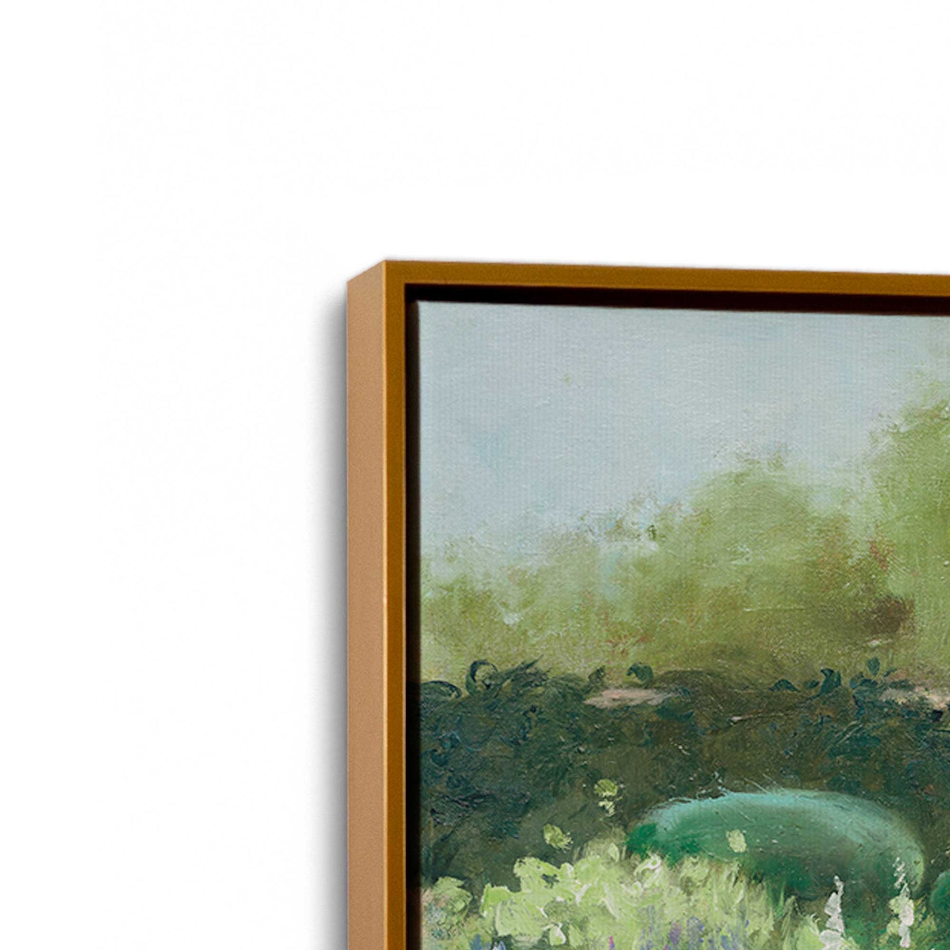 [Color:Polished Gold], Picture of art in a Polished Gold frame at an angle