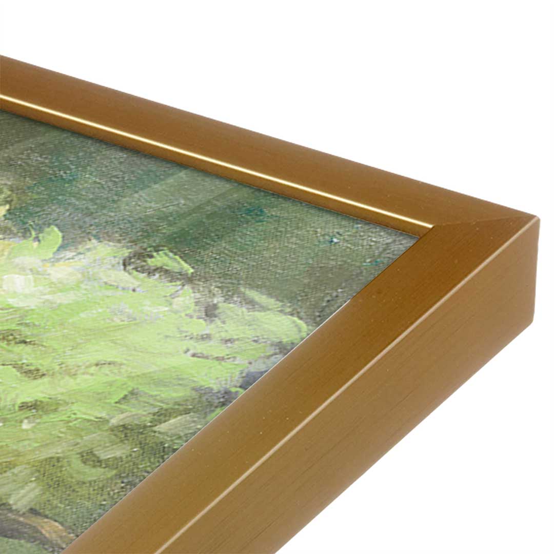 [Color:Polished Gold], Picture of art in a Polished Gold frame at an angle