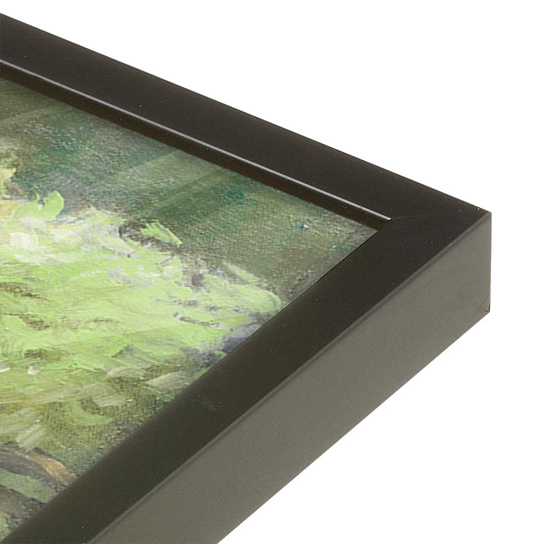 [Color:Satin Black], Picture of art in a Satin Black frame at an angle