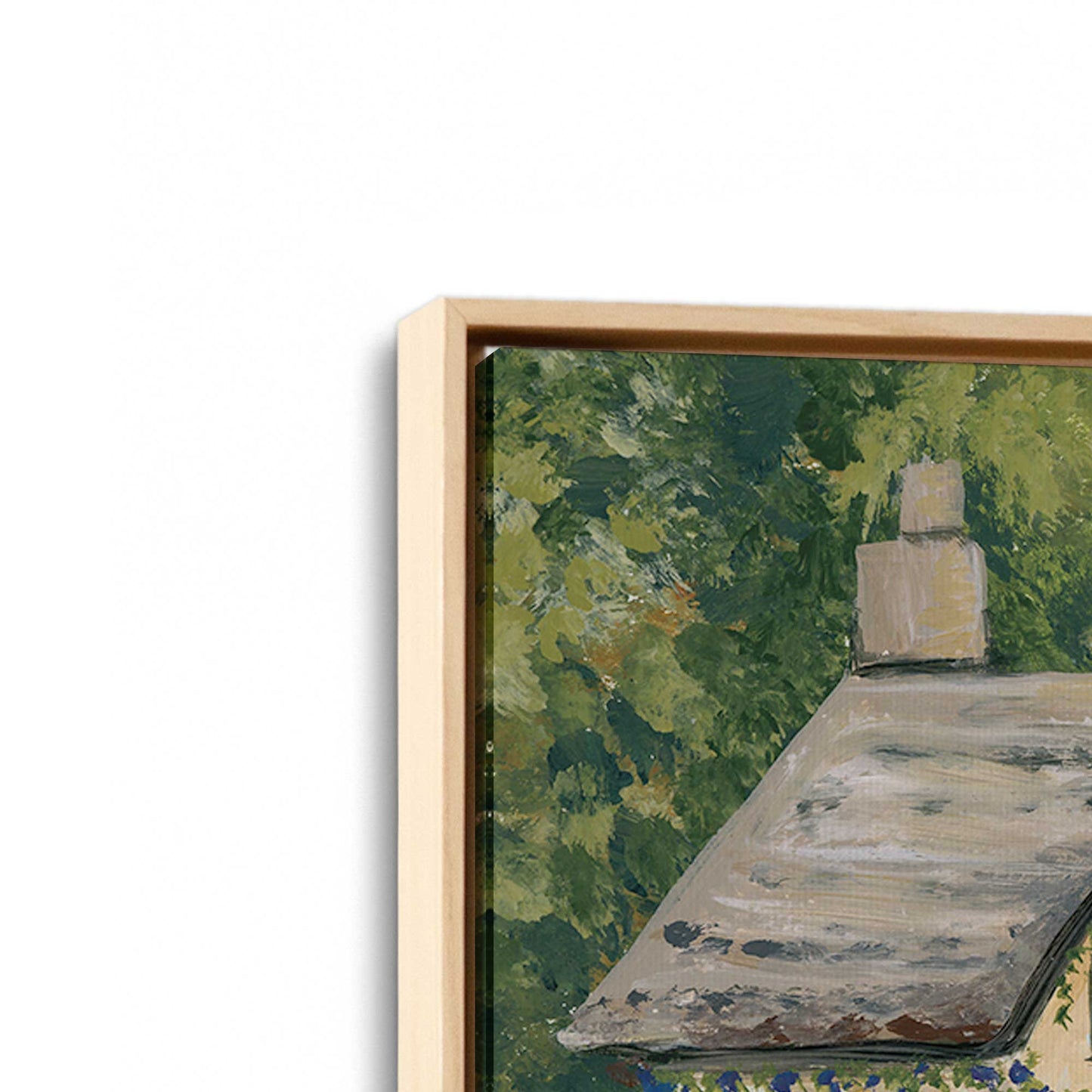 [Color:American Maple], Picture of art in a American Maple frame at an angle