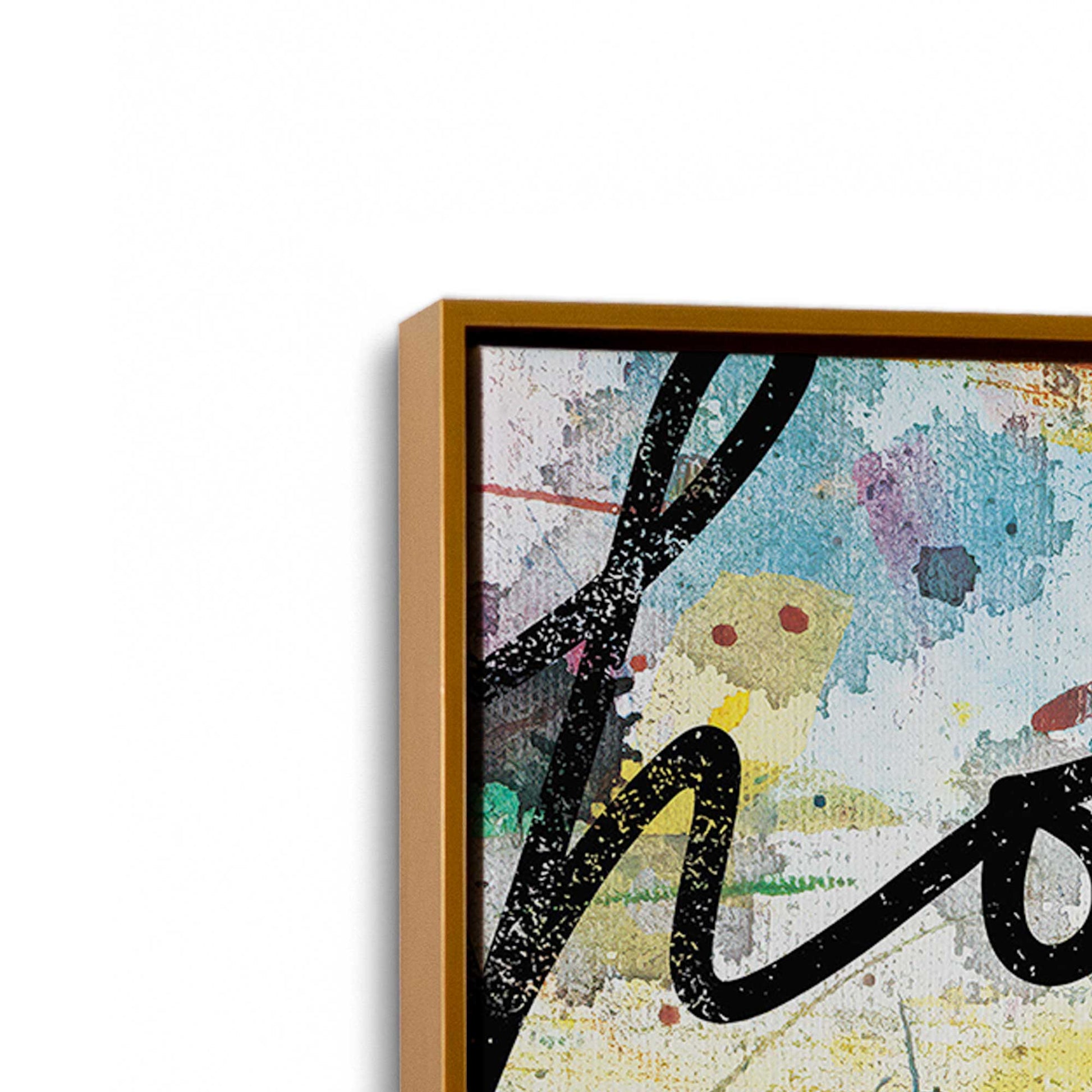 [Color:Polished Gold], Picture of art in a Polished Gold frame at an angle