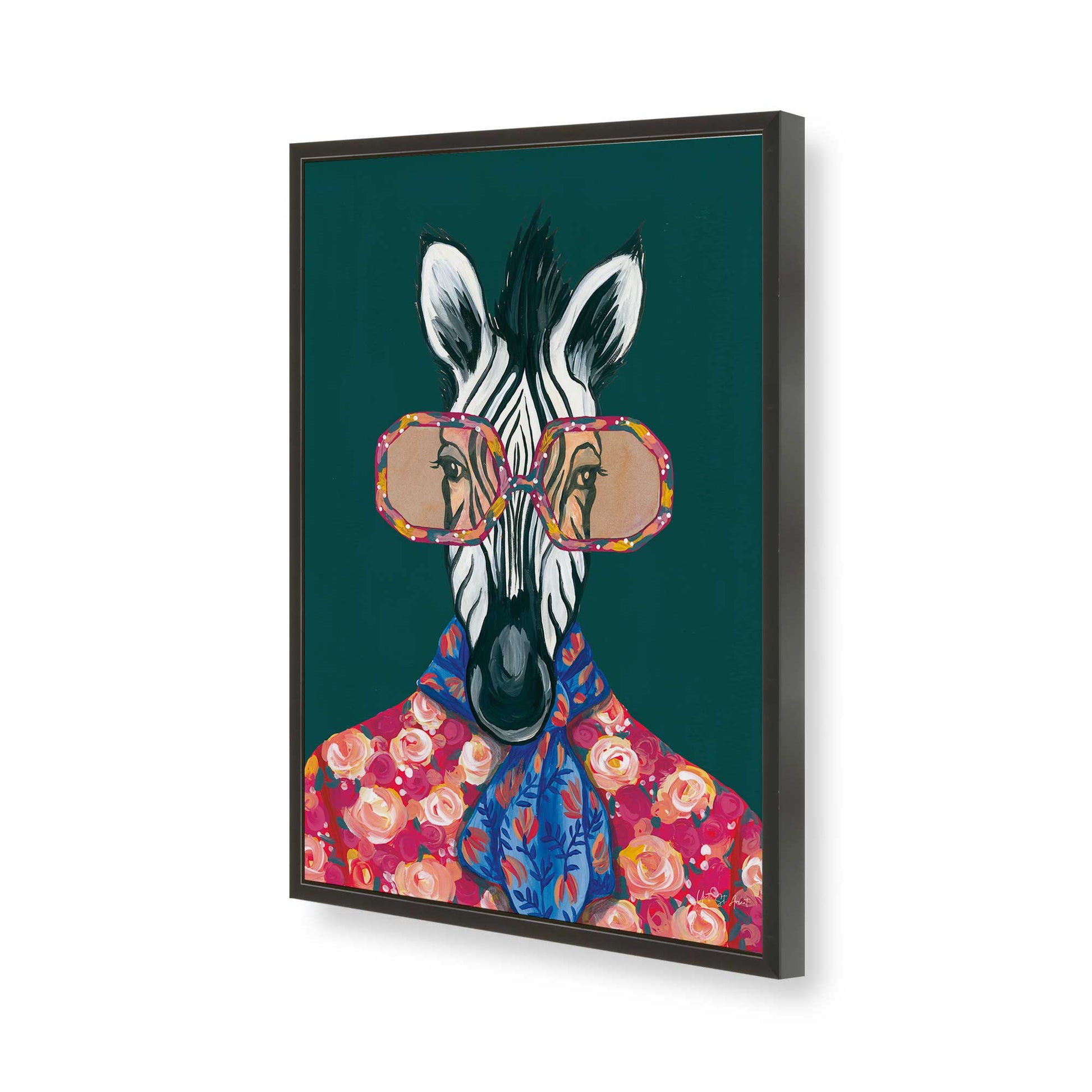 [Color:Satin Black], Picture of art in a Satin Black frame of the corner