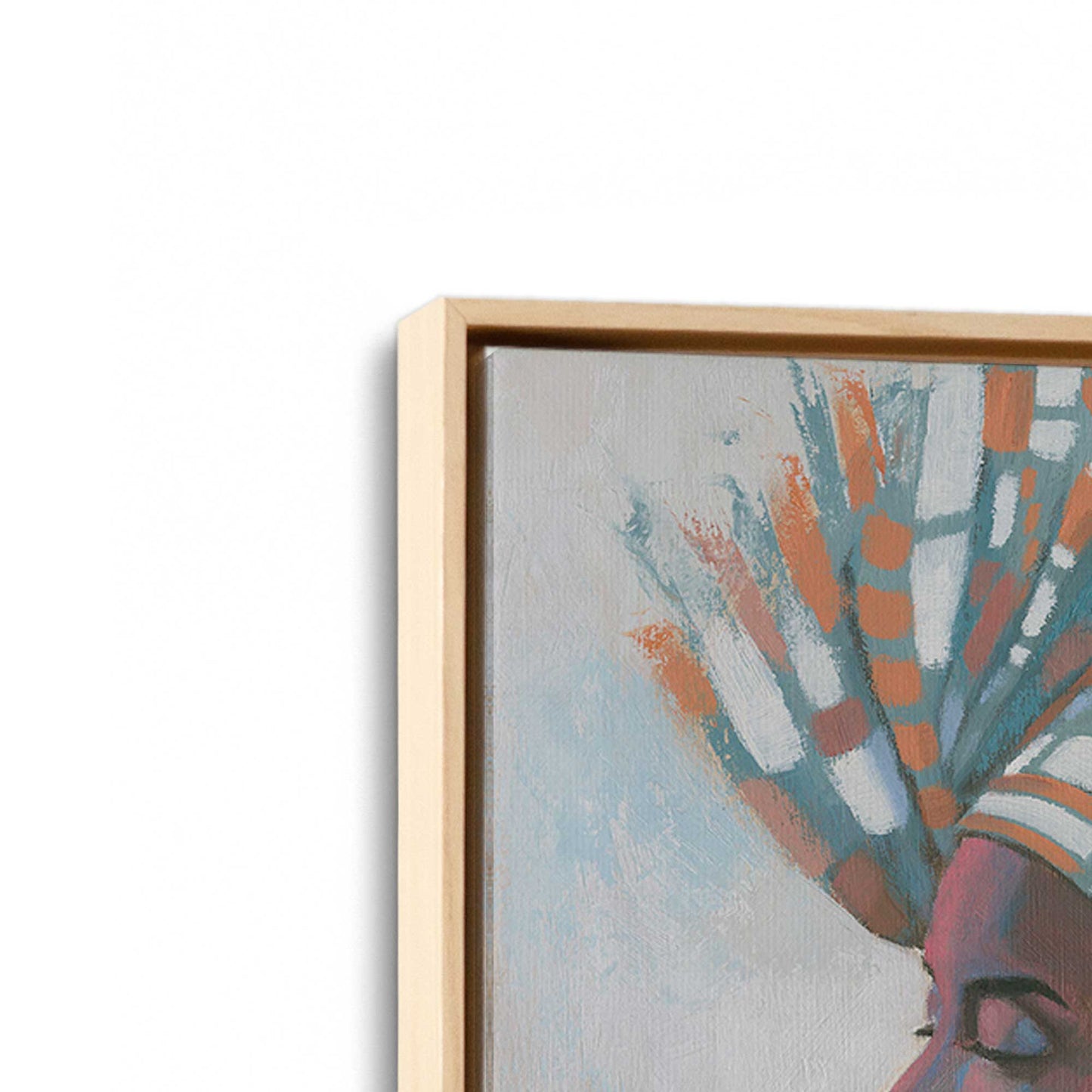 [Color:American Maple], Picture of art in a American Maple frame at an angle