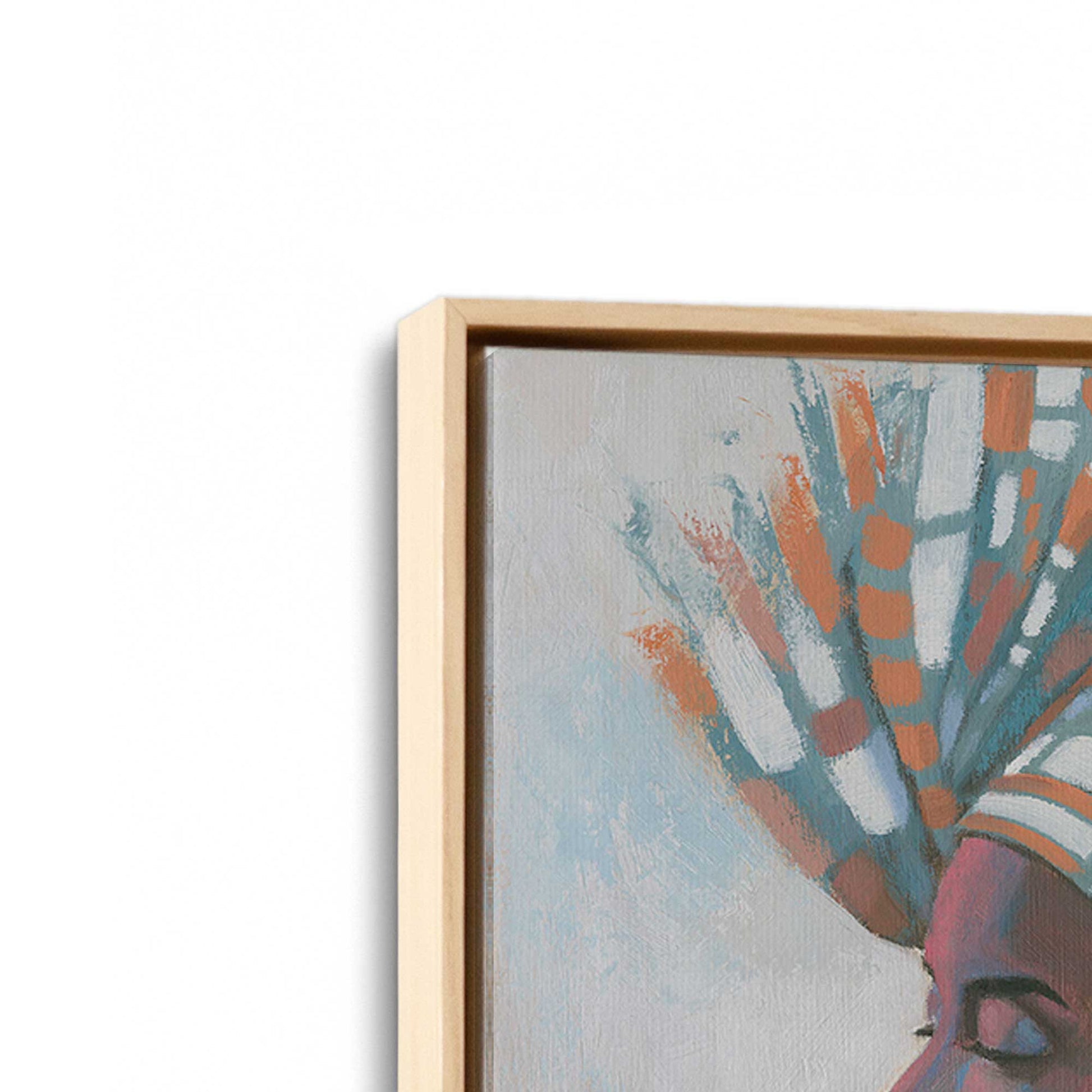 [Color:American Maple], Picture of art in a American Maple frame at an angle