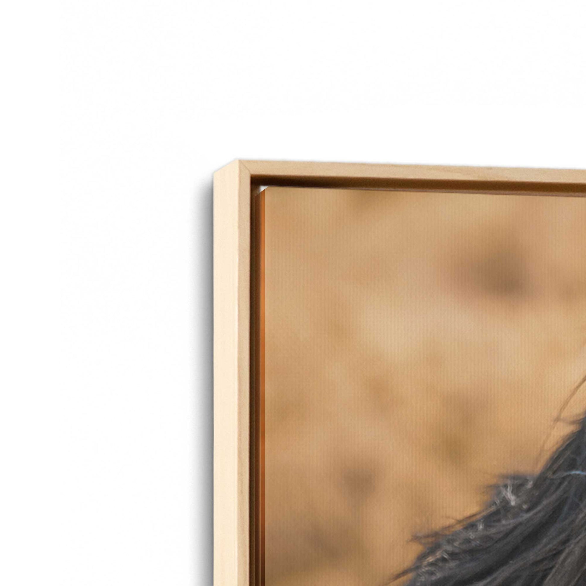 [Color:American Maple], Picture of art in a American Maple frame at an angle