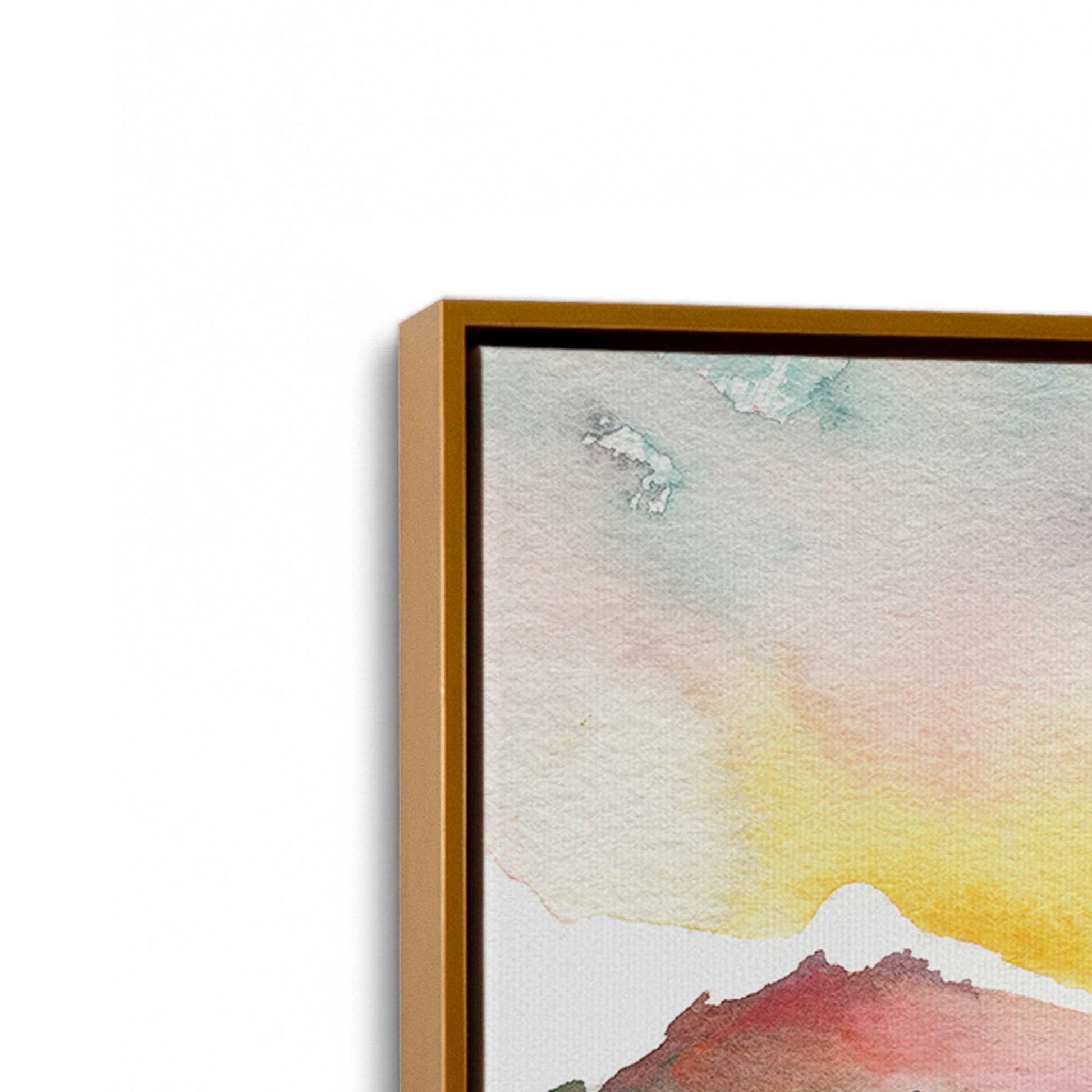[Color:Polished Gold], Picture of art in a Polished Gold frame at an angle