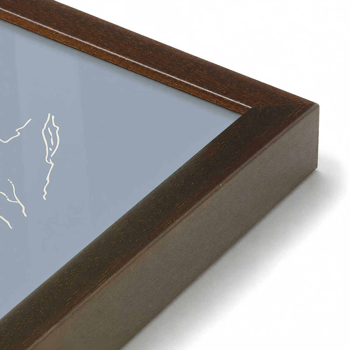 [Color:Brown], Picture of art in a Brown frame at an angle