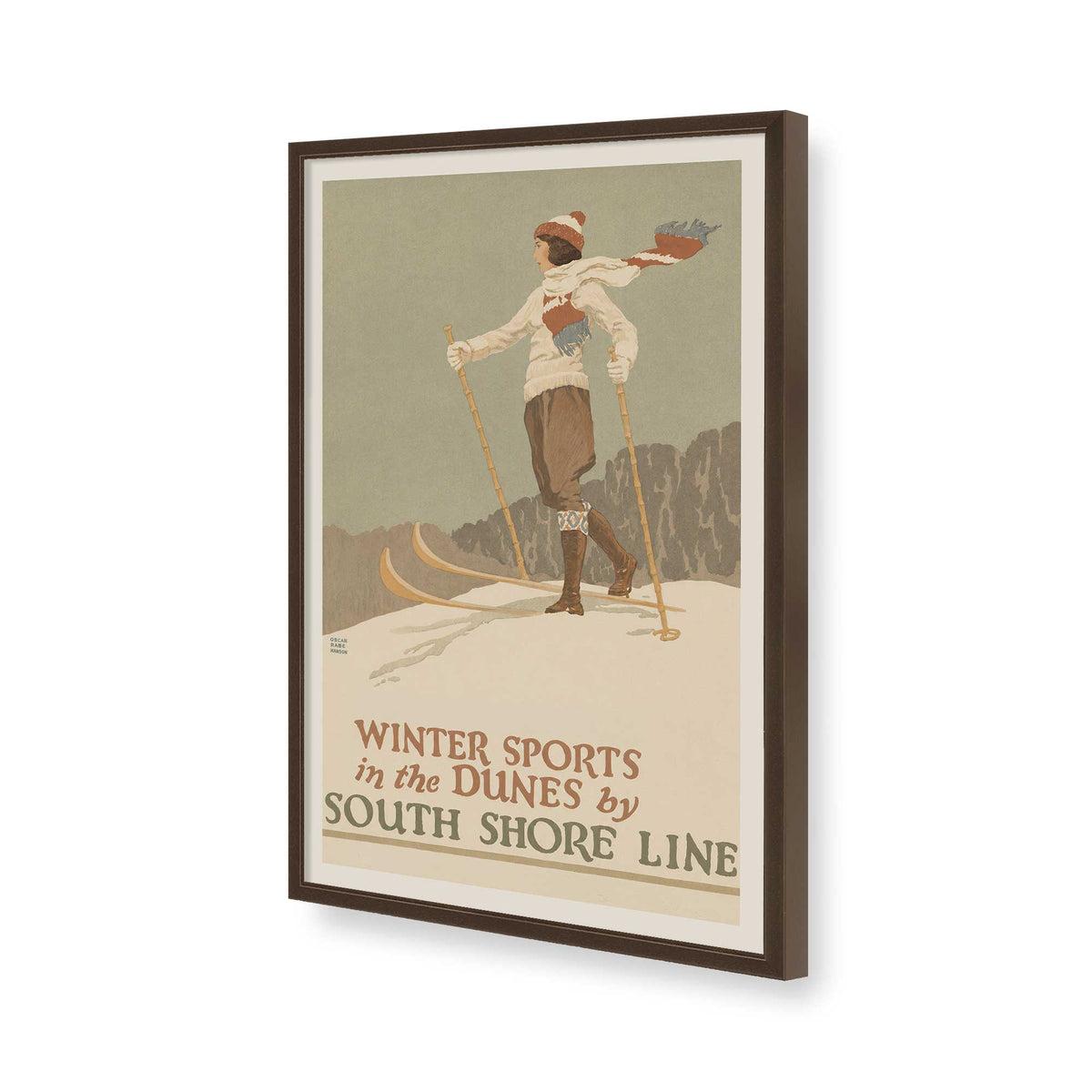 [Color:Brown], Picture of art in a Brown frame of the corner