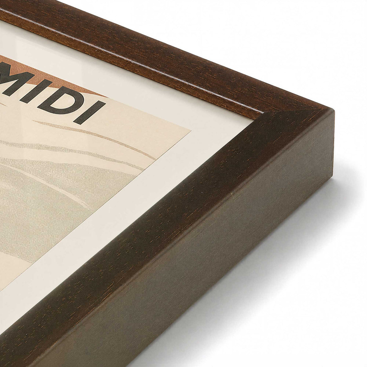 [Color:Brown], Picture of art in a Brown frame at an angle