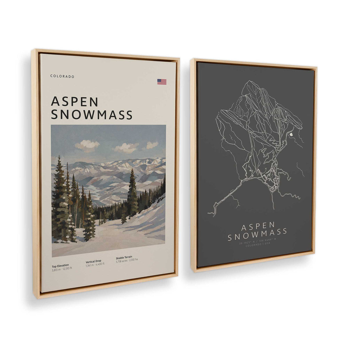 [Color:American Maple], Picture of art in a American Maple frame at an angle