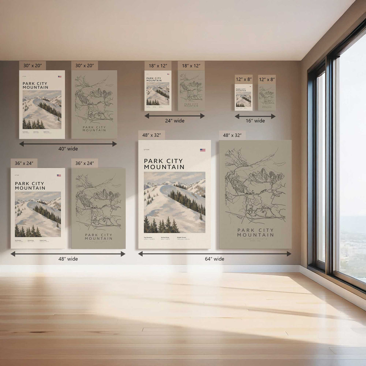 Park City Powder Day, Set of 2 Canvas Prints