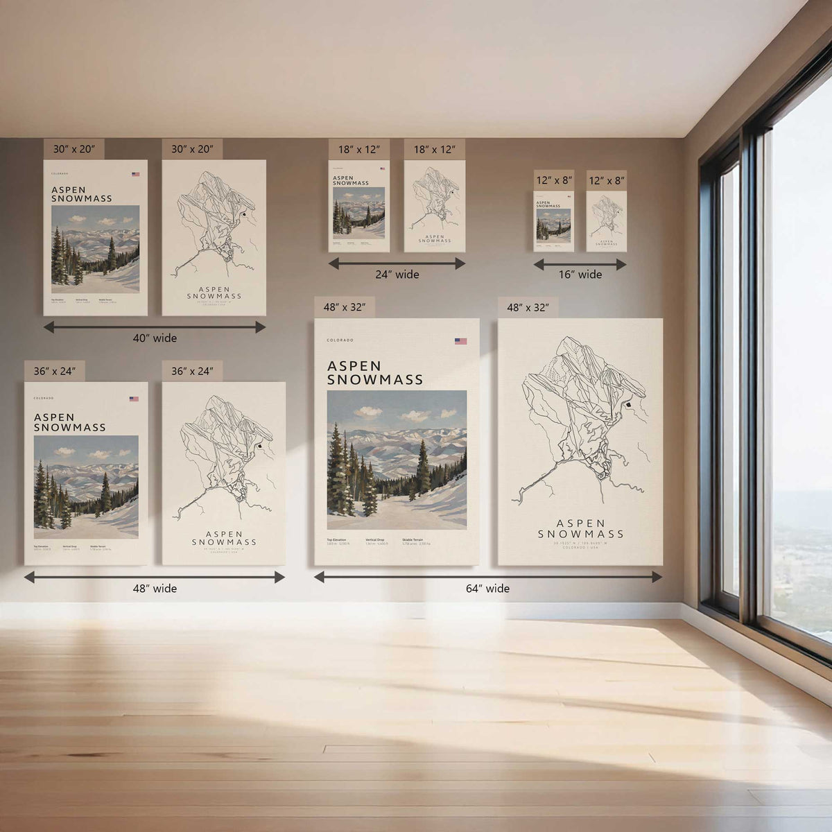 Map My Mountain I, Set of 2 Canvas Prints