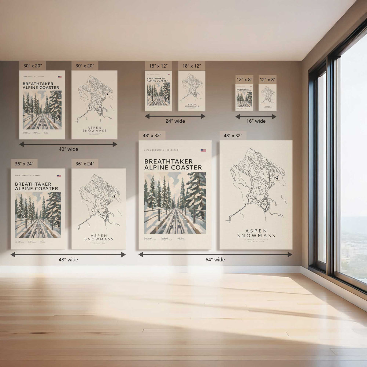 Map My Mountain II, Set of 2 Canvas Prints