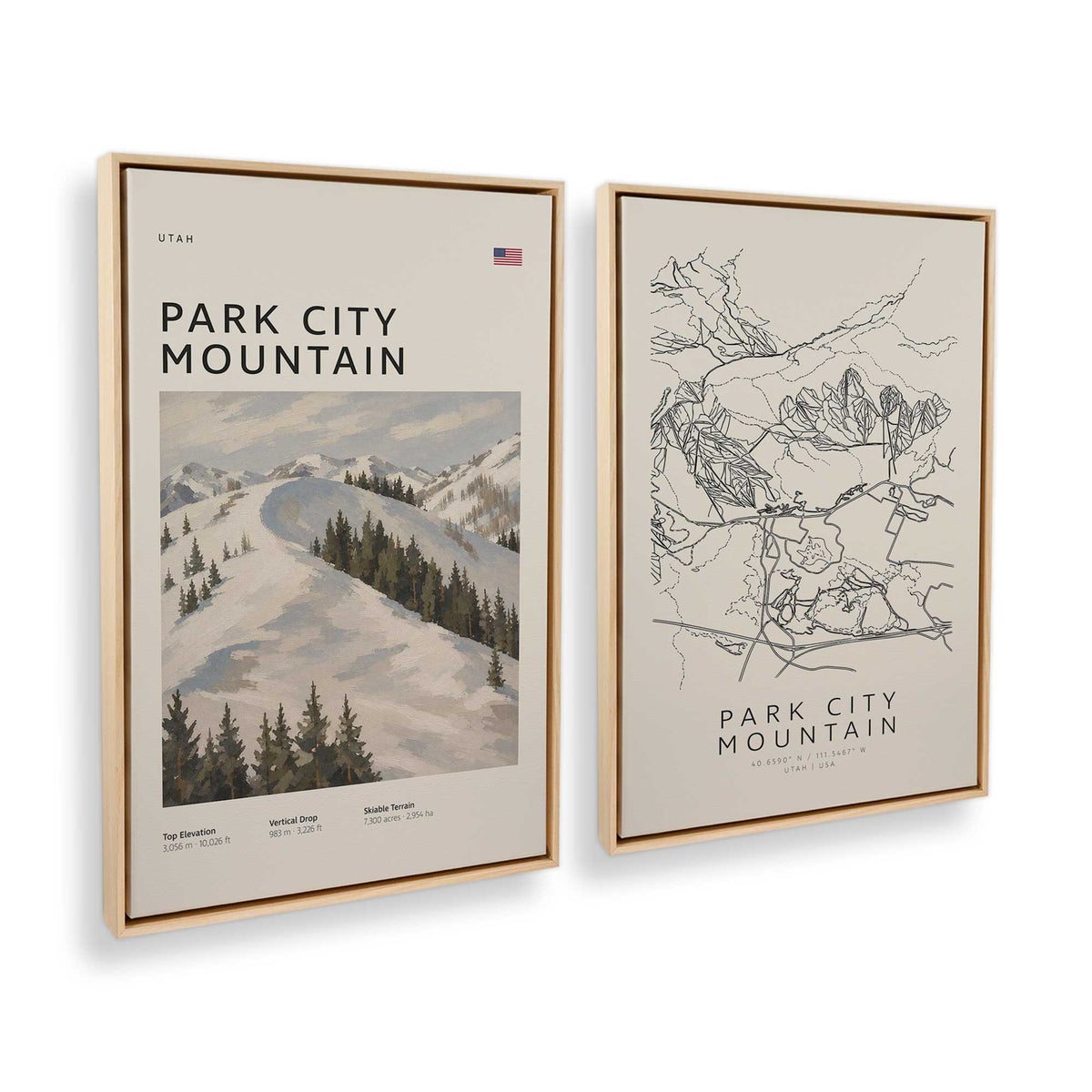 [Color:American Maple], Picture of art in a American Maple frame at an angle