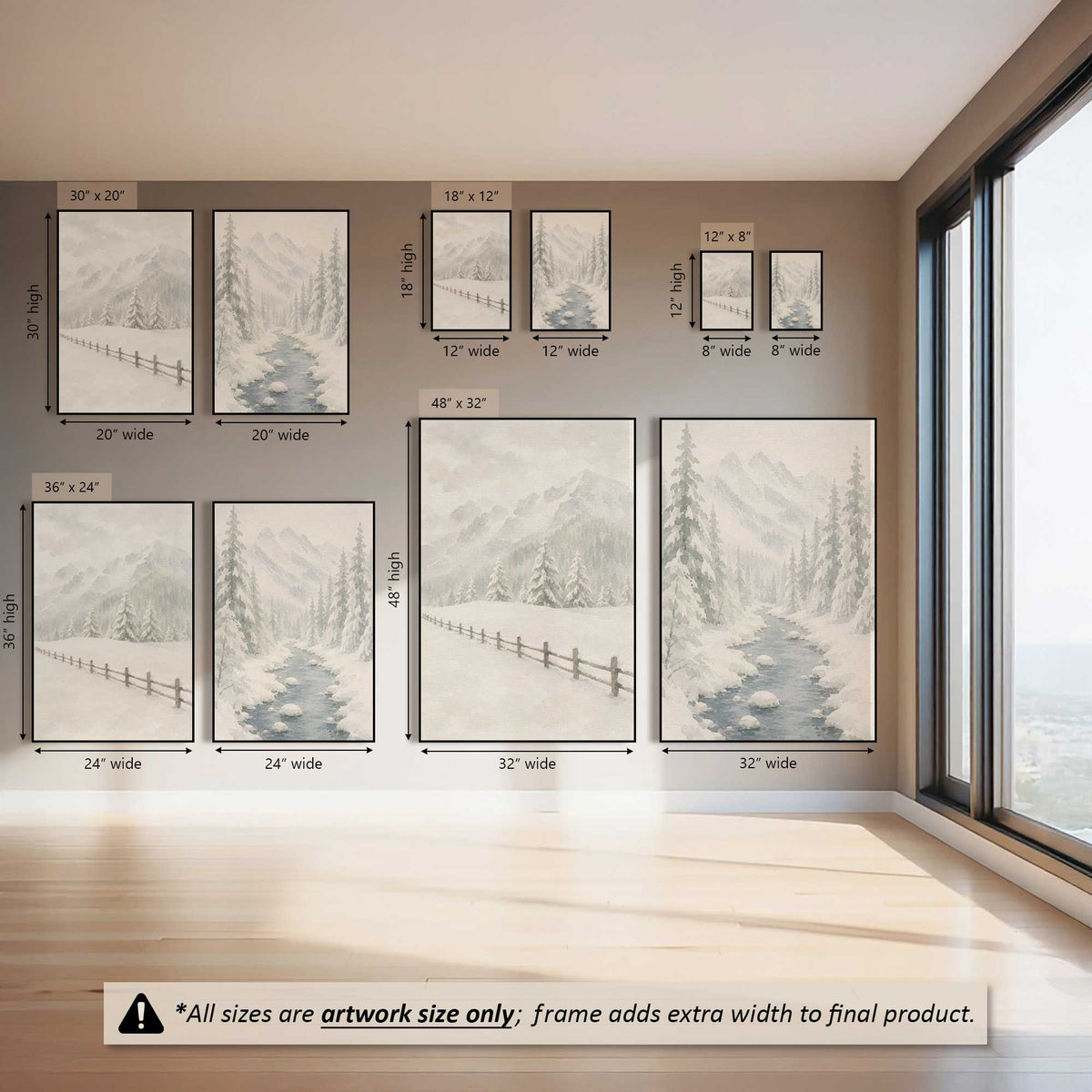 Snowy Stream Dream, Set of 2 Canvas Prints