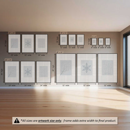 Branching into Winter, Set of 3 Canvas Prints