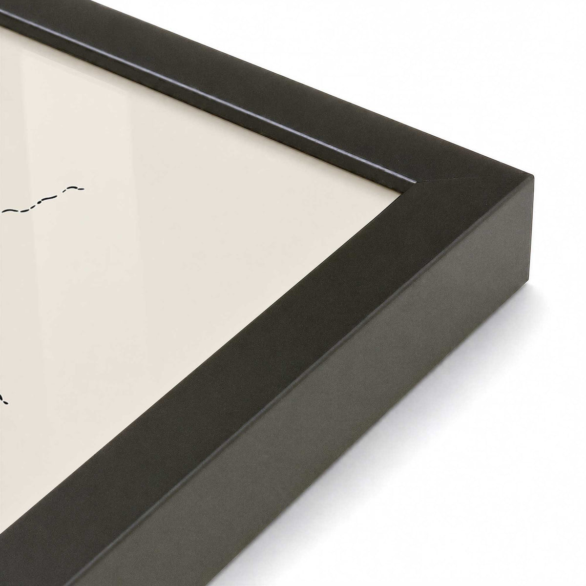 [Color:Satin Black], Picture of art in a Satin Black frame of the corner