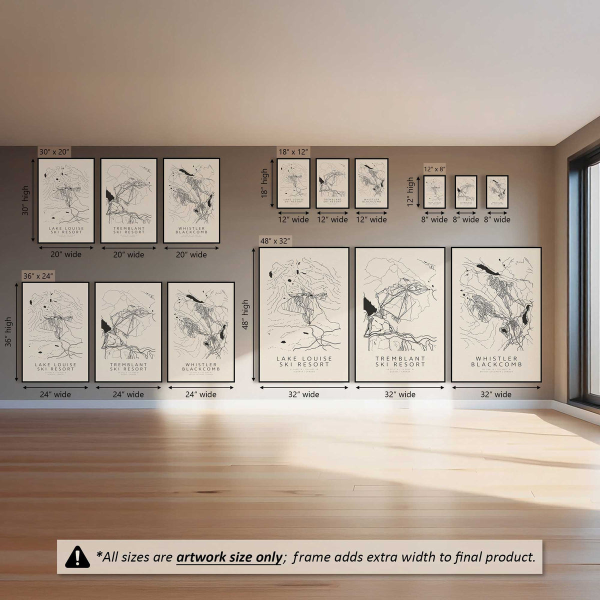 Map My Canadian Mountain Trio, Set of 3 Canvas Prints