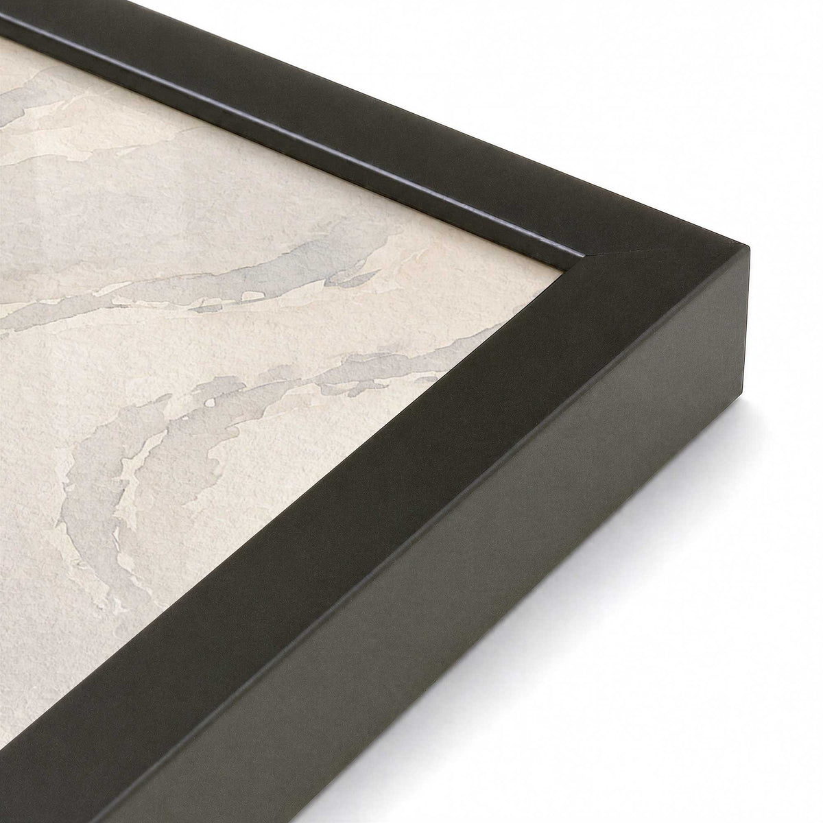 [Color:Satin Black], Picture of art in a Satin Black frame of the corner