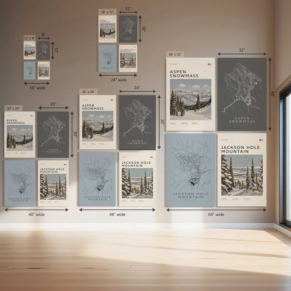 Powder Day, Set of 4 Canvas Prints