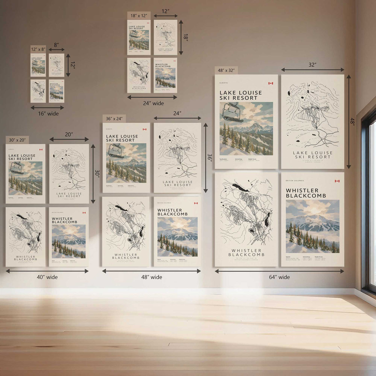 Ski Lines Ahead, Set of 4 Canvas Prints