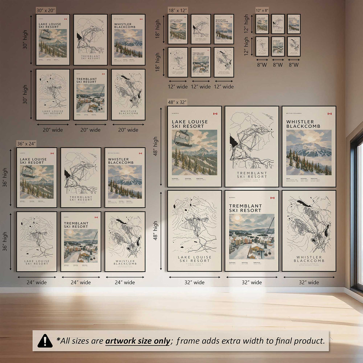 Gone Skiing in Canada, Set of 6 Canvas Prints