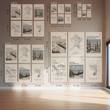 Gone Skiing in America, Set of 6 Canvas Prints