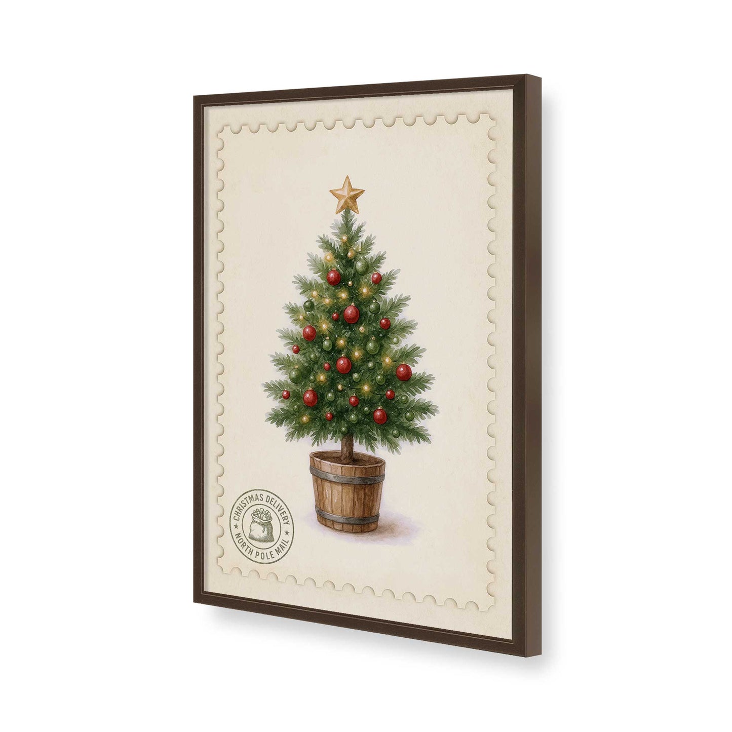 [Color:Brown], Picture of art in a Brown frame of the corner