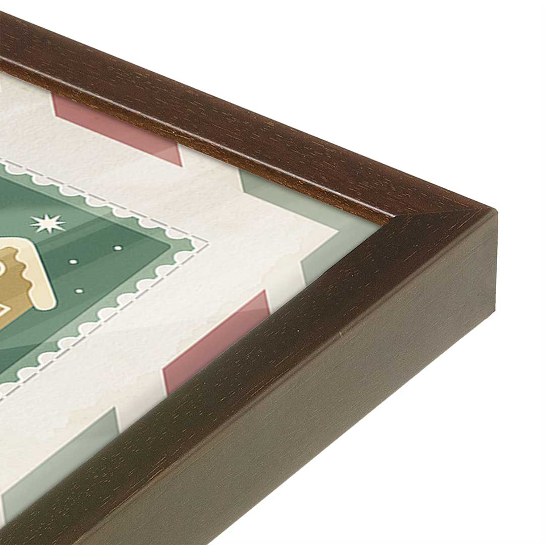 [Color:Brown], Picture of art in a Brown frame at an angle