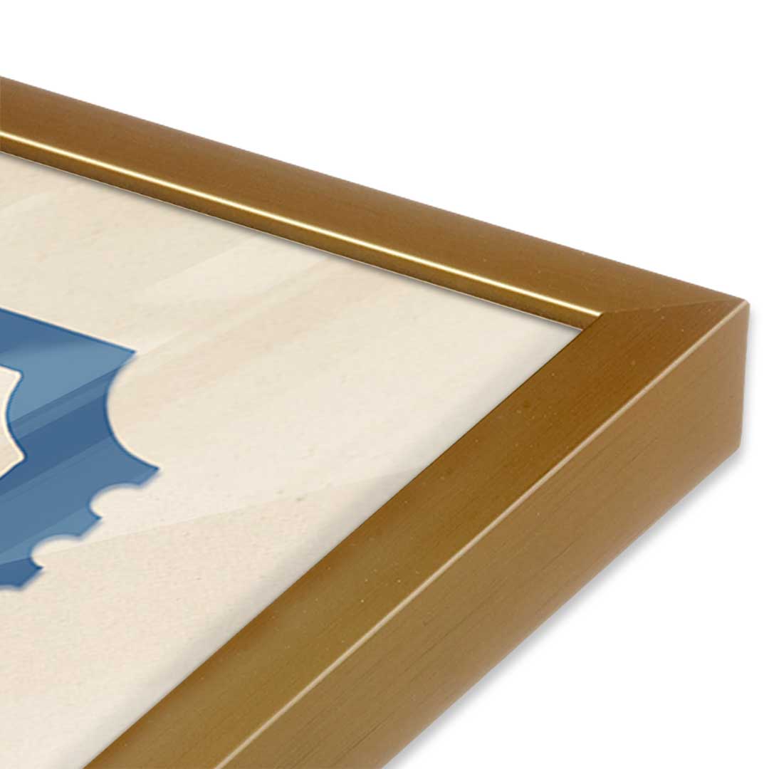 [Color:Polished Gold], Picture of art in a Polished Gold frame at an angle