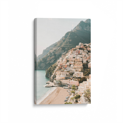 [color:Stretched Canvas], Picture of art in a black frame at angle