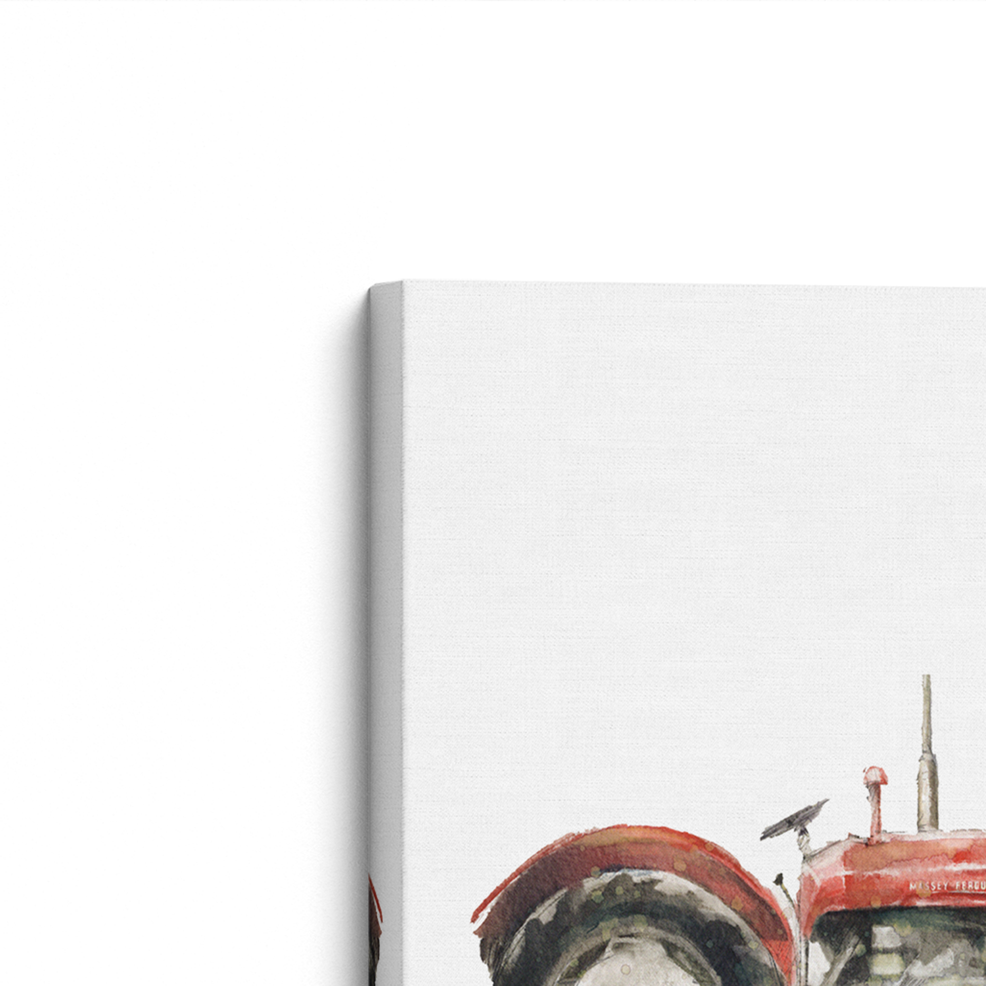 [color:Stretched Canvas], Picture of art in a black frame at angle