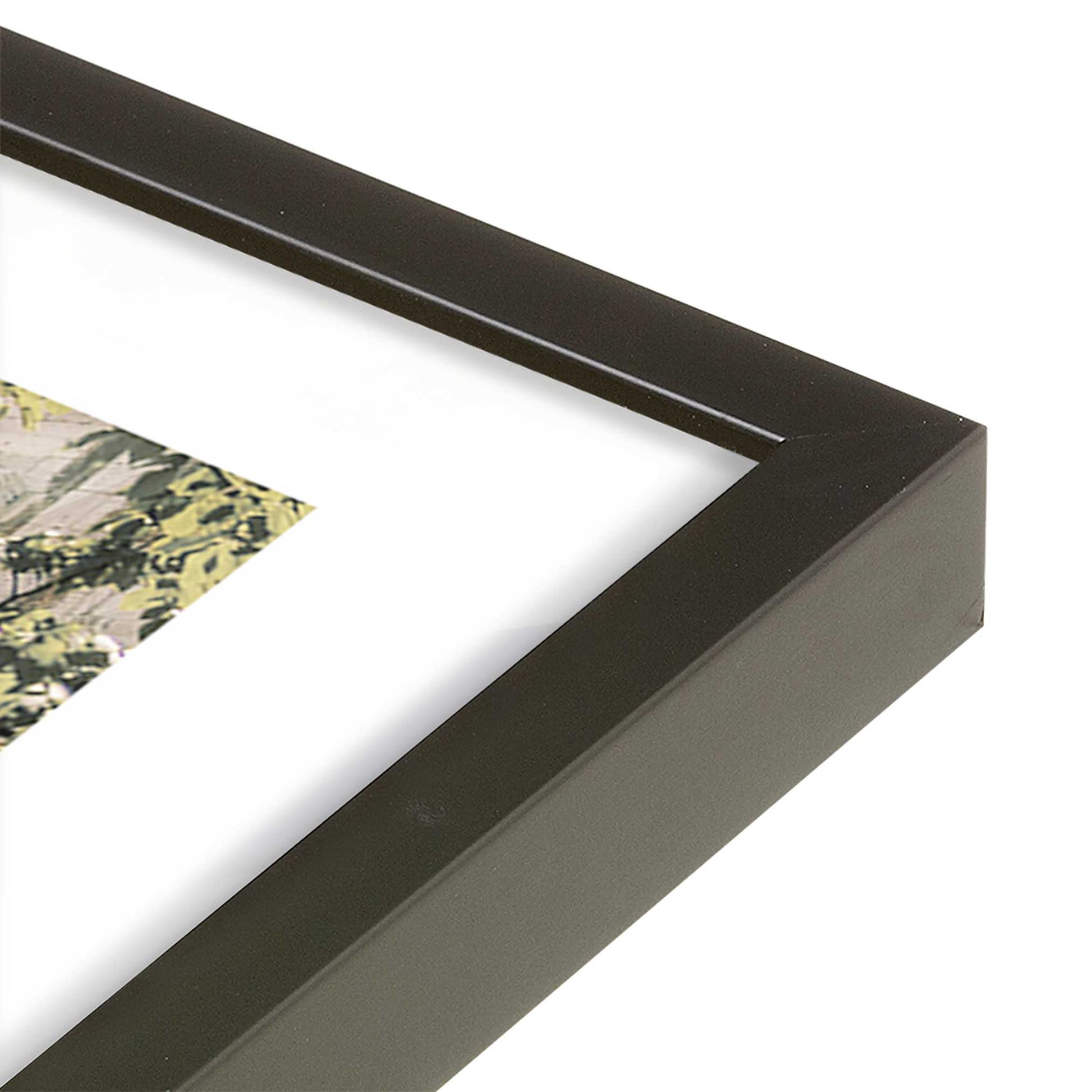 [Color:Satin Black], Picture of art in a Satin Black frame at an angle
